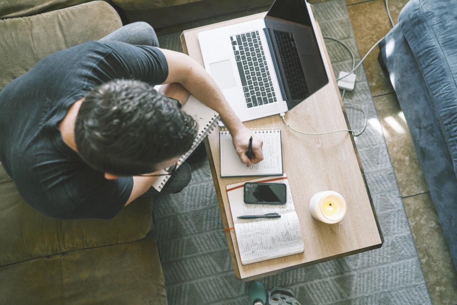 Financial analysis software interface on standard laptop